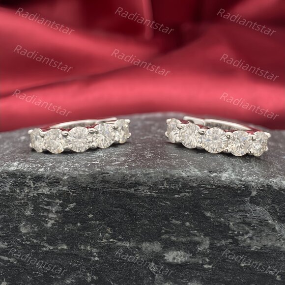 NEW Certified 3ct. t.w. Moissanite 2cm Huggie Hoop Earrings - Picture 4 of 7